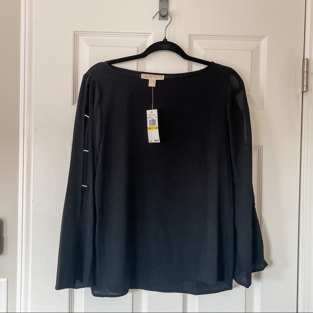 NWT Michael Kors Black Top with Arm Cut out - M